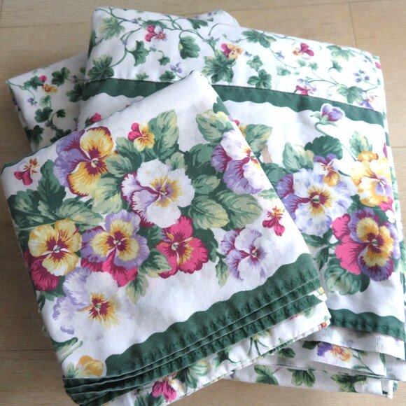 Vintage Rex Imperial Full Size Floral Sheet Set 4pc Cottage Country Made In USA - Picture 1 of 9